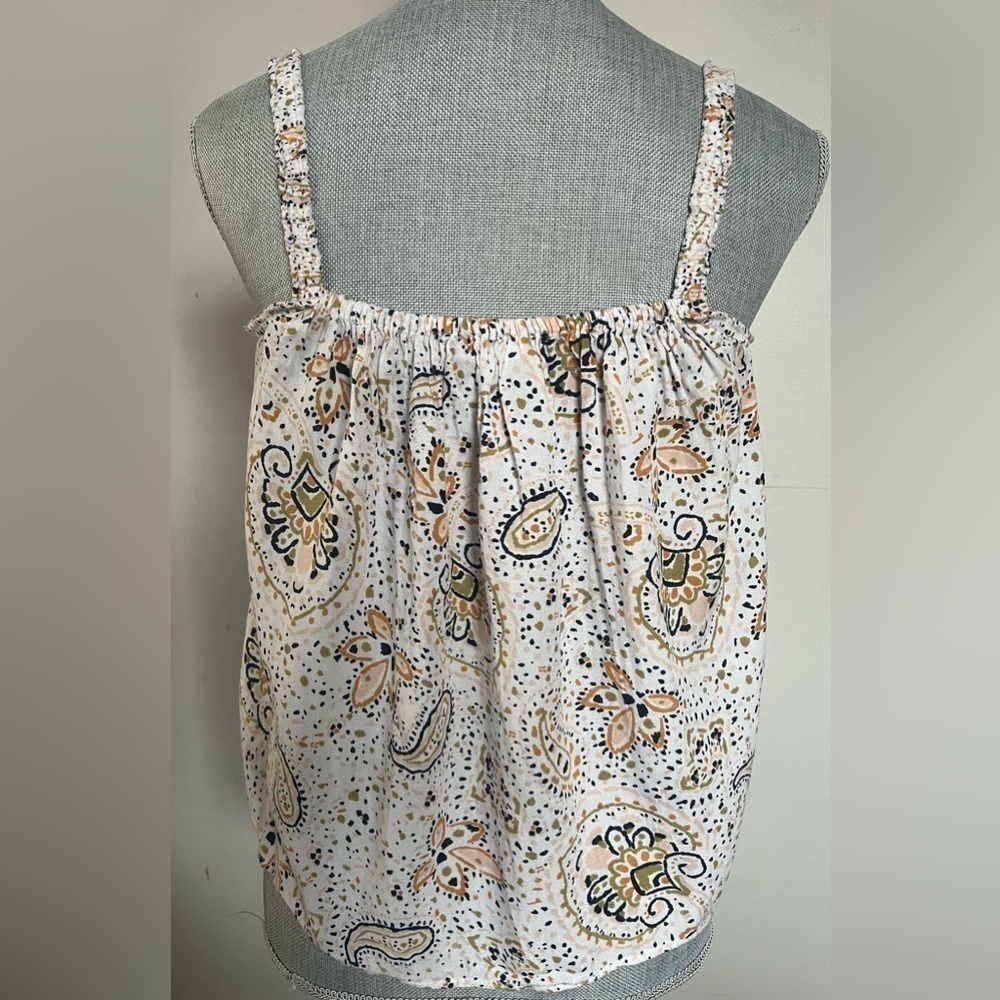 Patrons of Peace cream paisley bohemian cropped flowy tank top rayon - Picture 4 of 11